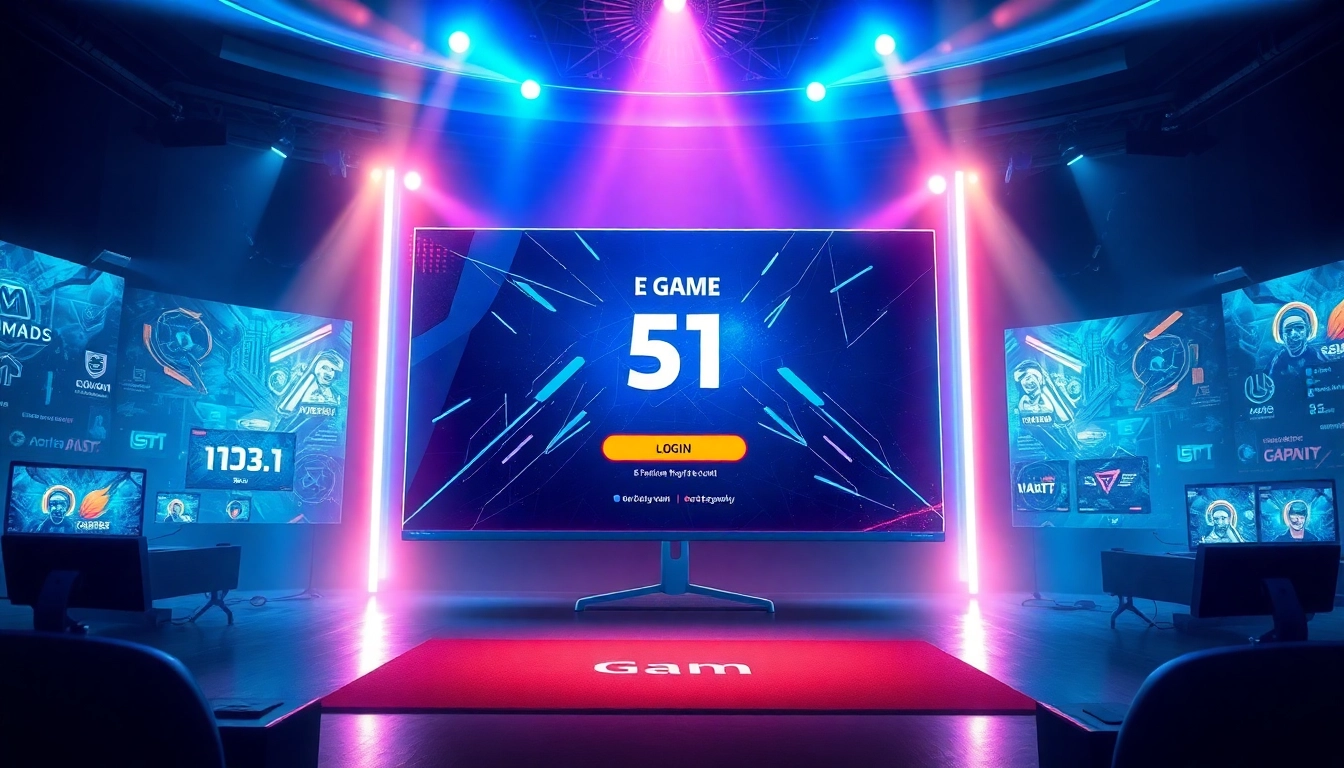 Engage with the 51 game login interface, showcasing the vibrant e-sports environment for players.