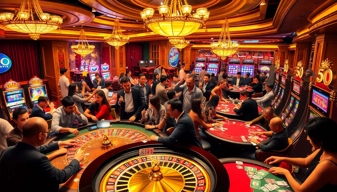 Experience the thrill of casino gaming with 'hgo909 daftar,' as players celebrate at roulette and poker tables.
