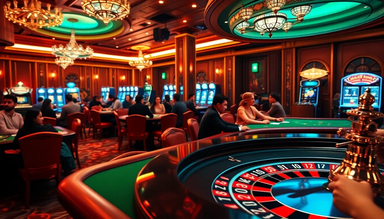 Experience thrilling gameplay at https://68gamebai.download/ with lively poker and roulette action in a luxurious casino setting.