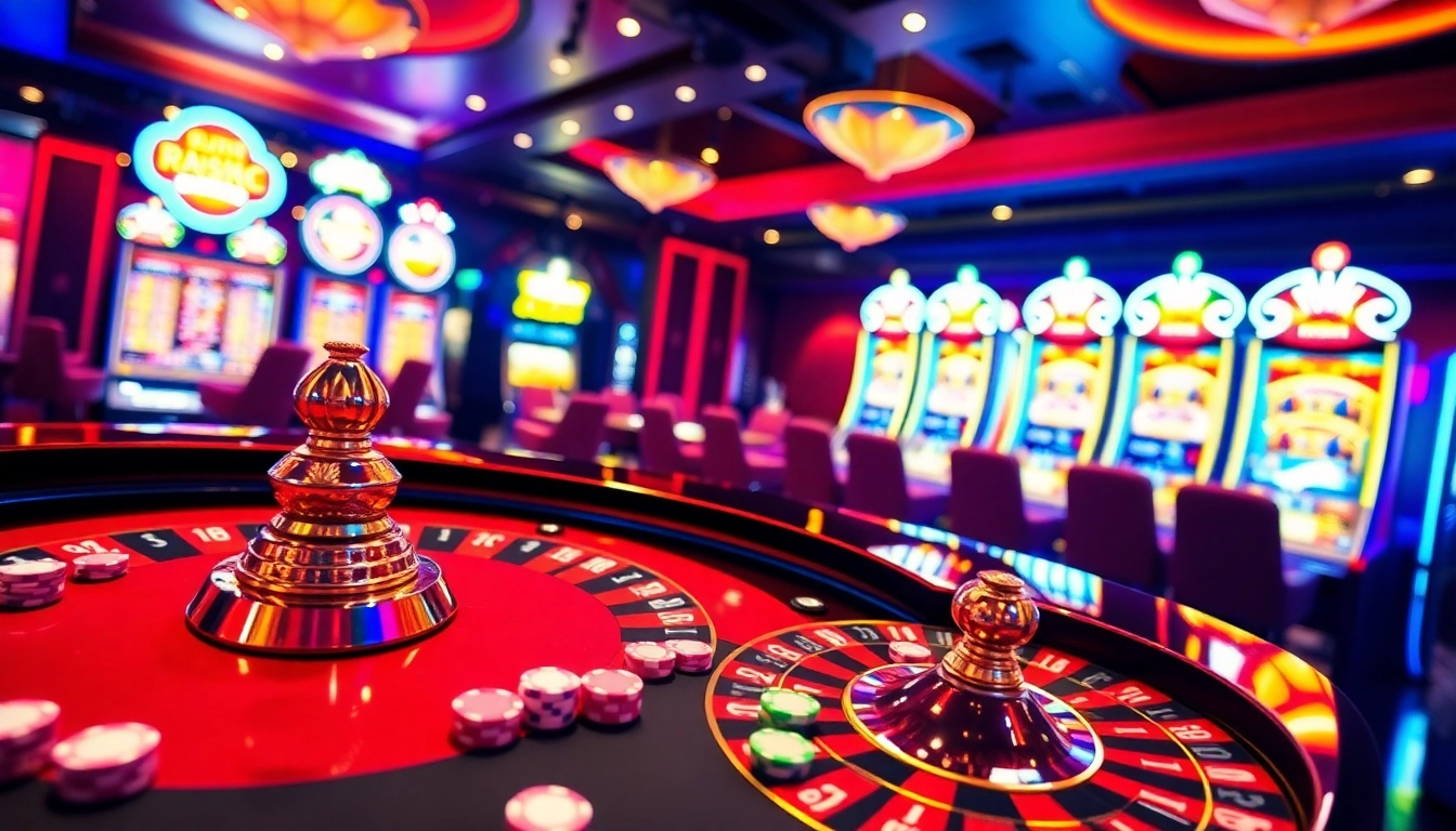 Experience thrilling gameplay at rr88 casino with vibrant roulette tables and lively slot machines.