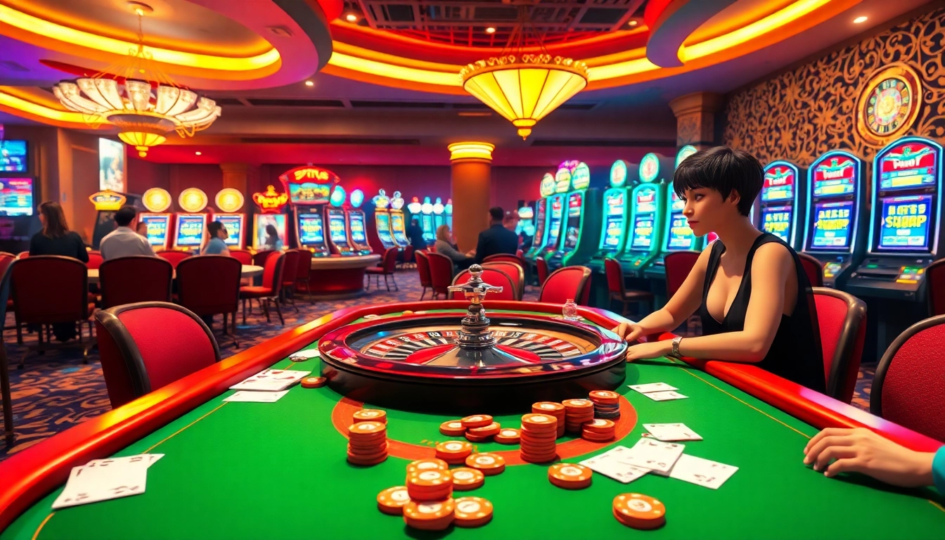 Experience the thrill of "sex ai chat" as players engage at a vibrant poker table in a lively casino atmosphere.