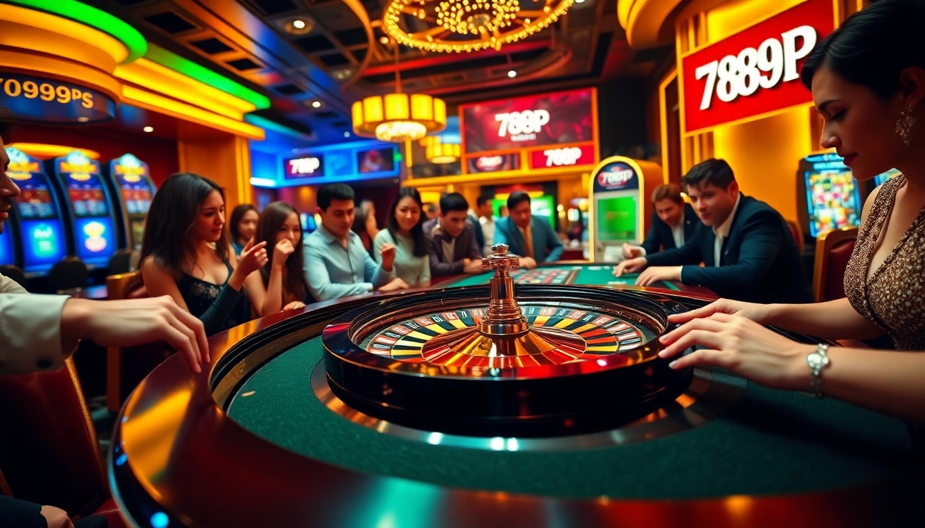 Experience the thrill of gambling at 789P with players enjoying roulette under luxurious casino lights.