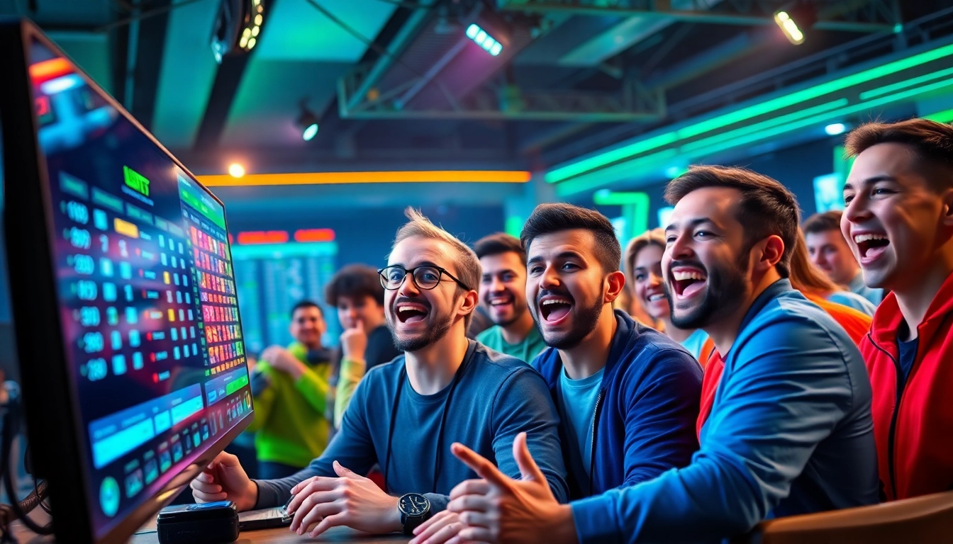 Exciting betting scene showcasing link alternatif batman138 with players engaged in online gambling.